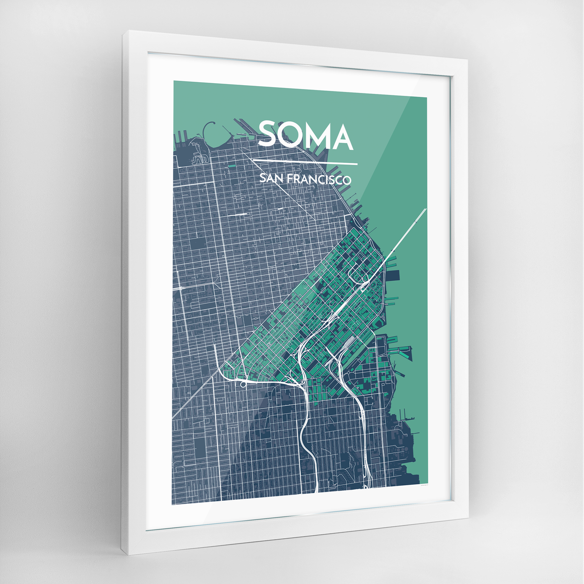 SOMA San Francisco Map Art Print - Framed