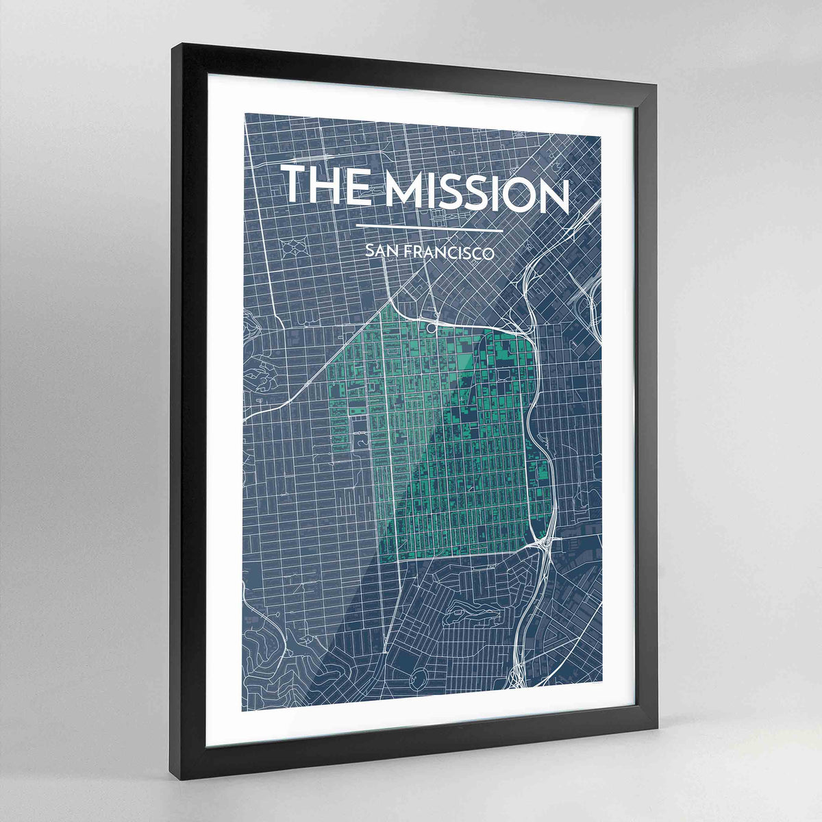 Framed The Mission San Francisco City Map Art Print - Point Two Design