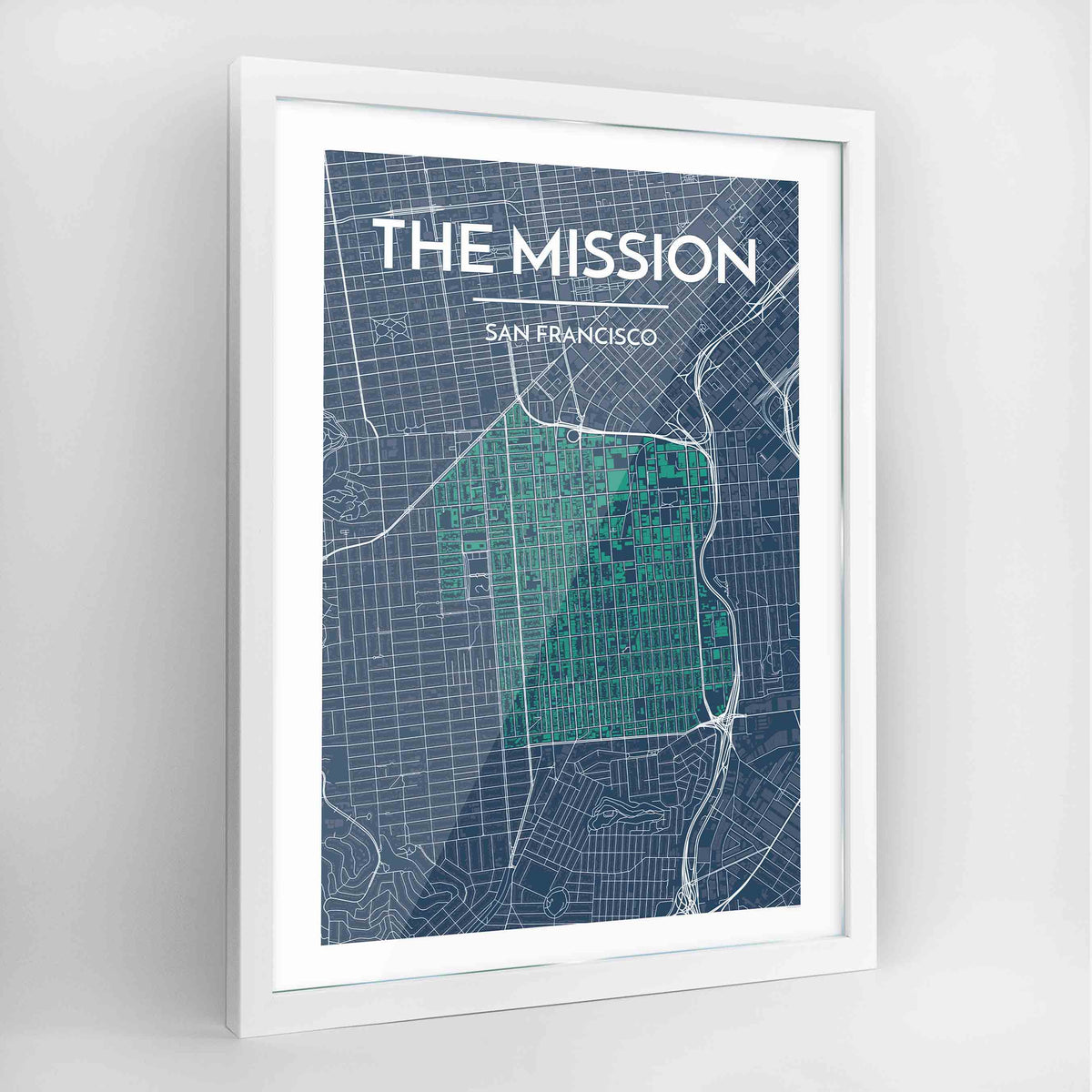 The Mission San Francisco Map Art Print - Framed