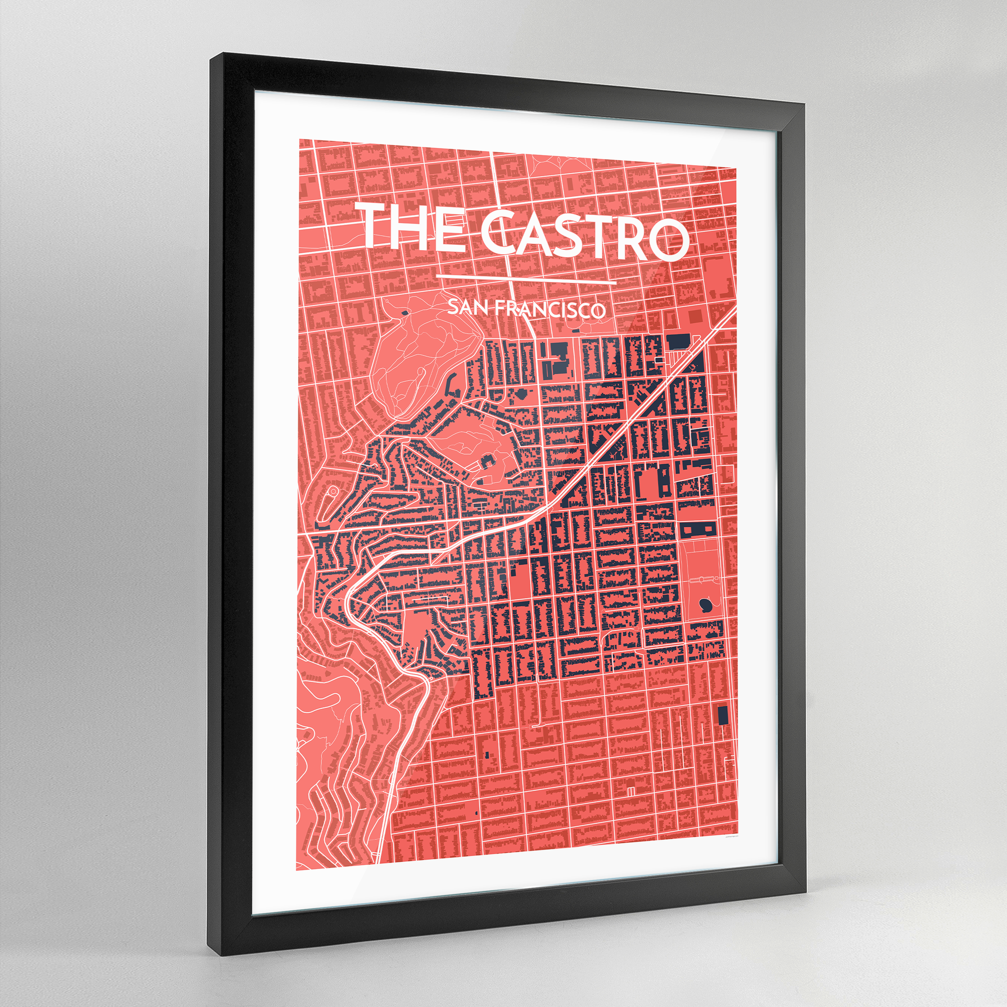 Framed Castro San Francisco Map Art Print - Point Two Design