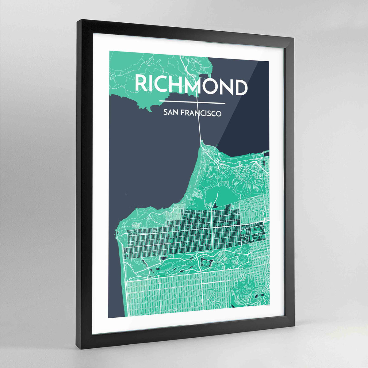 Framed The Richmond District San Francisco City Map Art Print - Point Two Design
