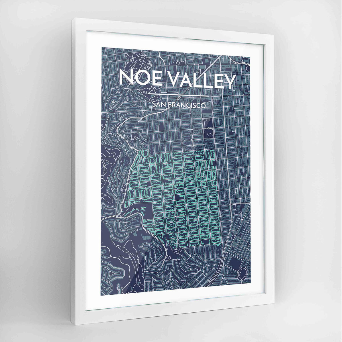 Noe Valley, San Francisco Map Art Print - Framed
