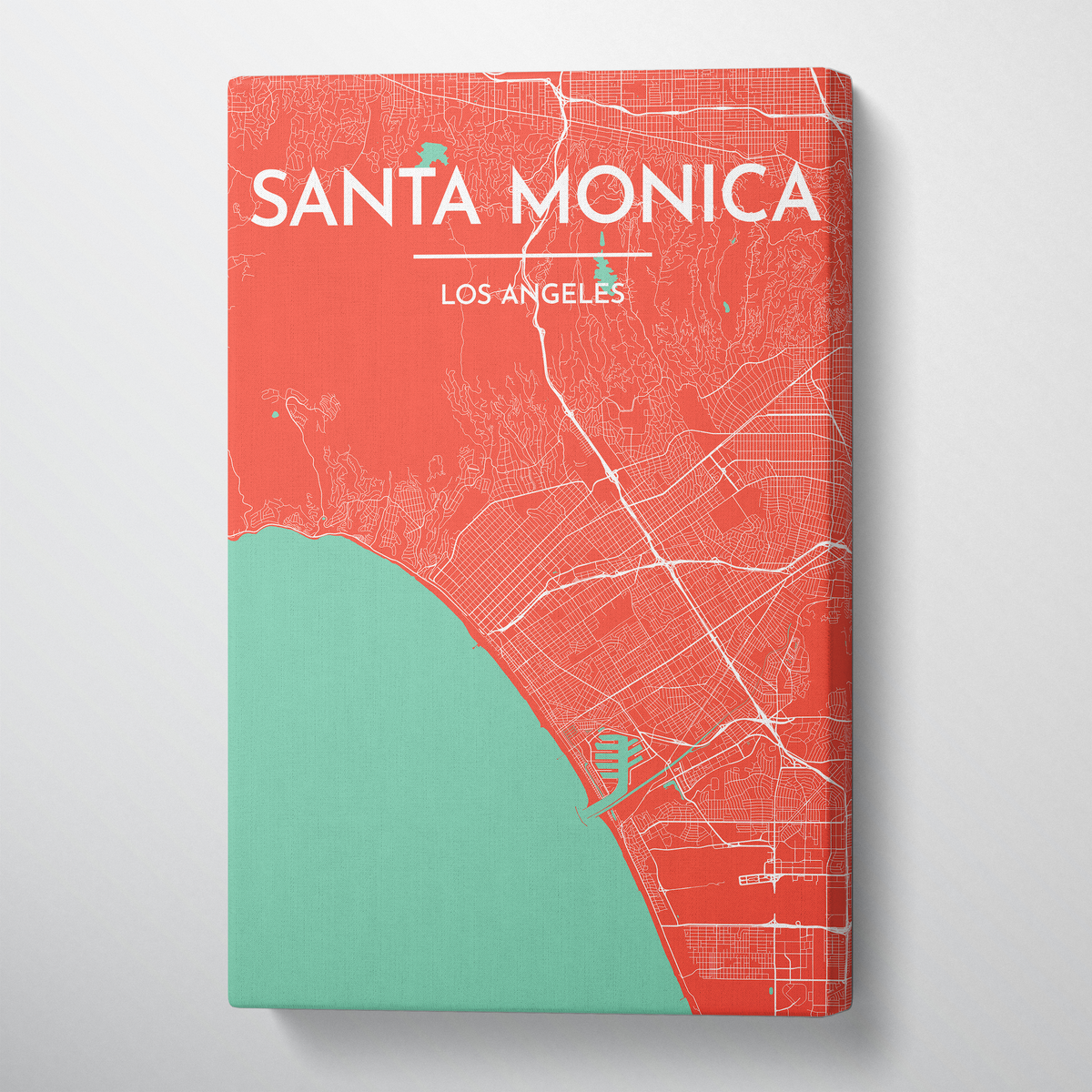 Santa Monica City Map Canvas Wrap - Point Two Design