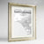 Framed Santa Monica Map Art Print 24x36" Champagne frame Point Two Design Group