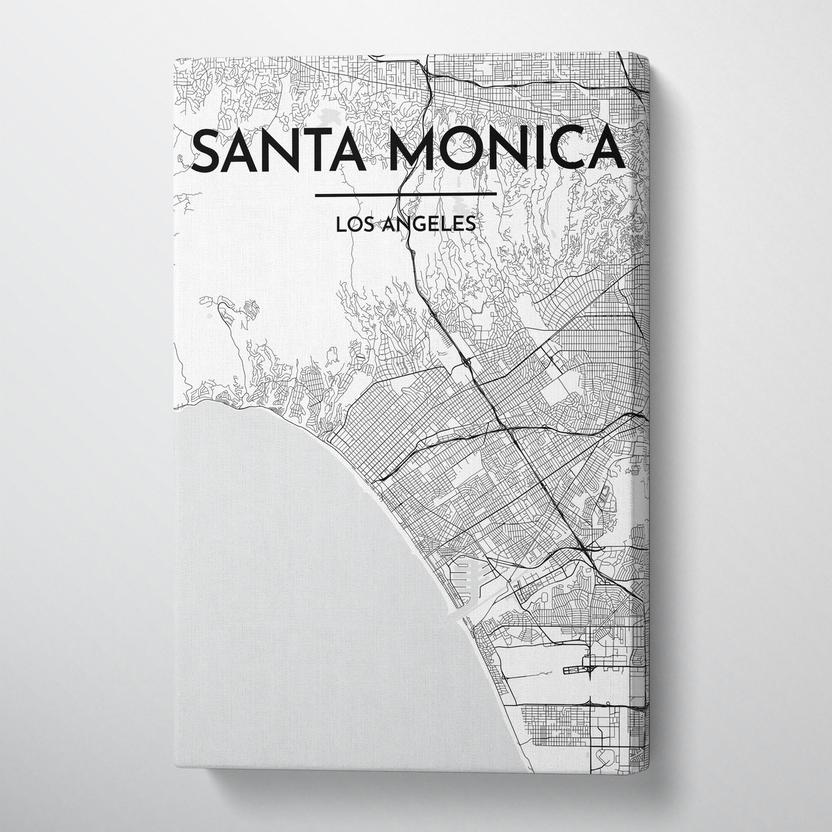 Santa Monica Map Art - Canvas Wrap