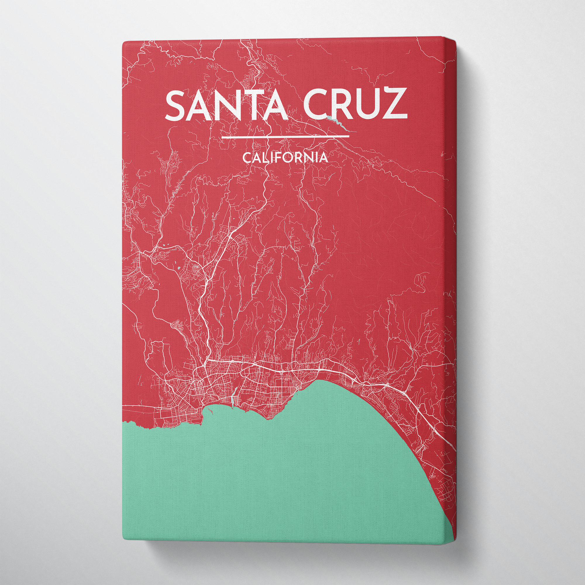 Santa Cruz City Map Canvas Wrap - Point Two Design