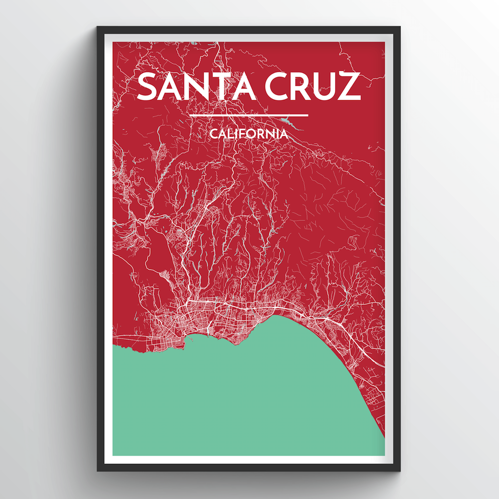 Santa Cruz Map Art Print - Point Two Design