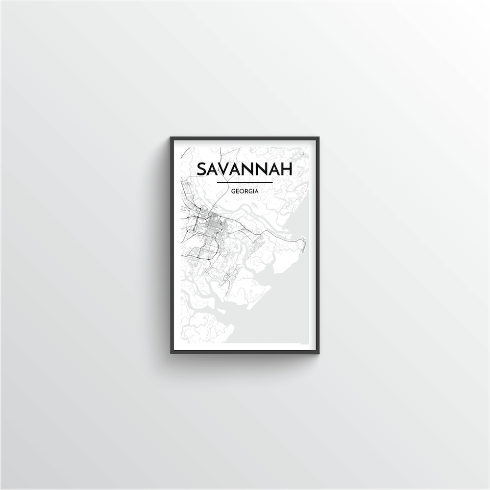 Savannah Georgia Map Art Print  Map art print, Hand illustration