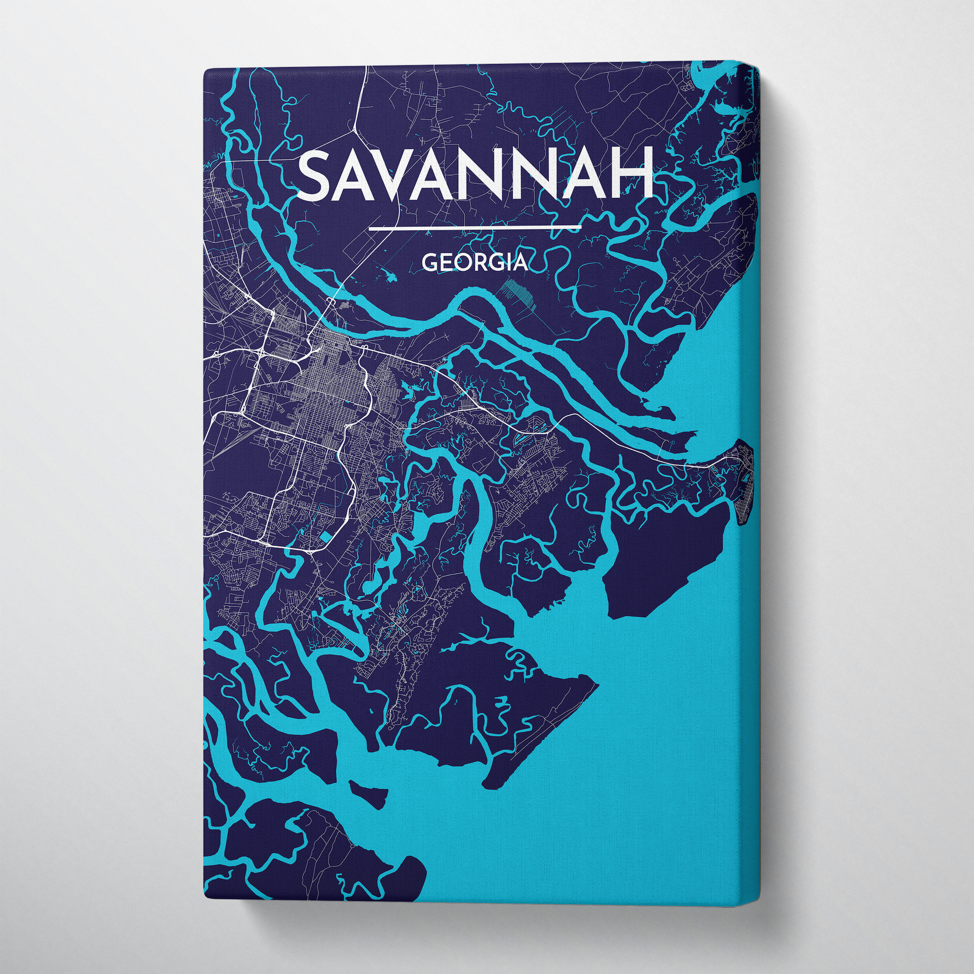 Savannah City Map Canvas Wrap - Point Two Design