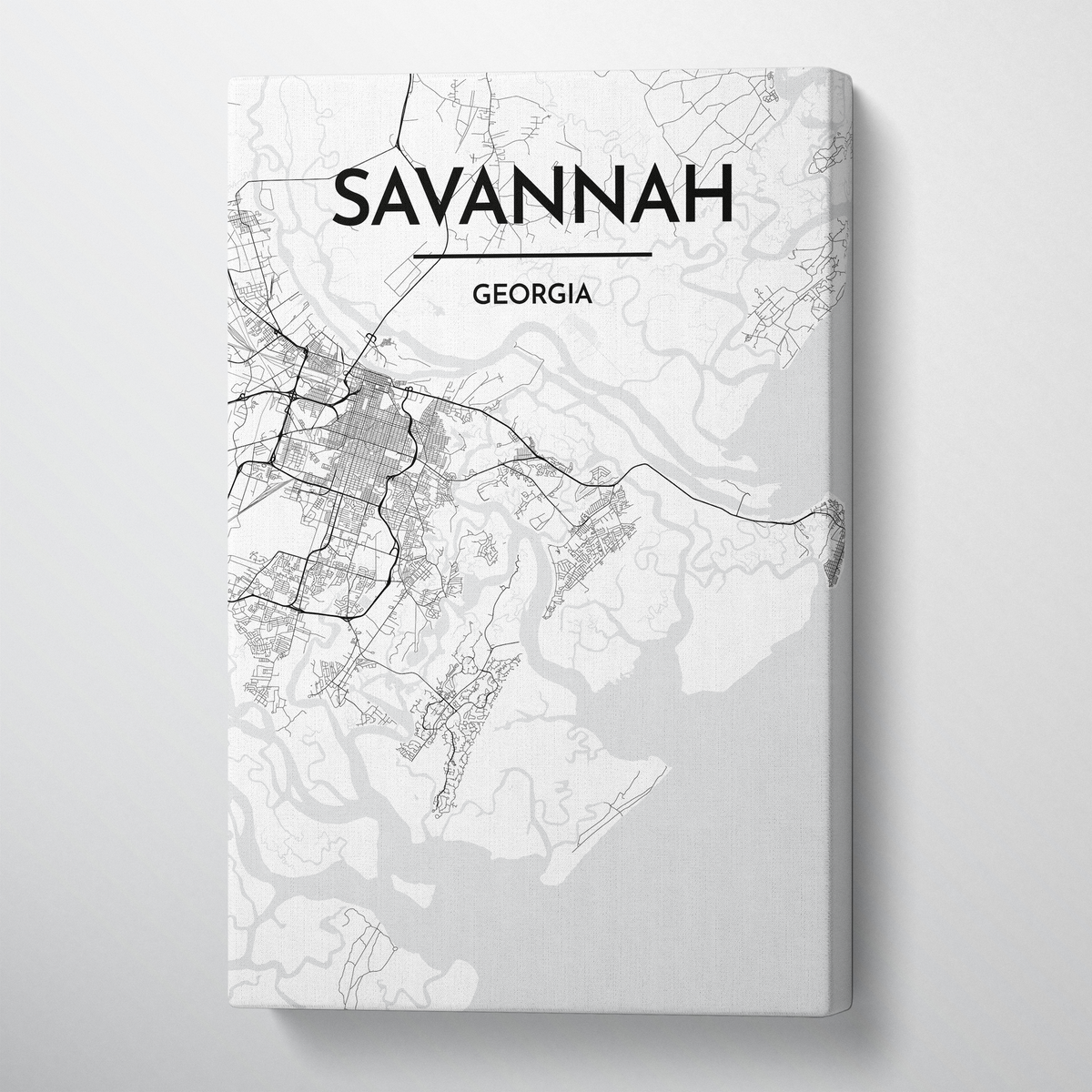 Savannah Map Art - Canvas Wrap