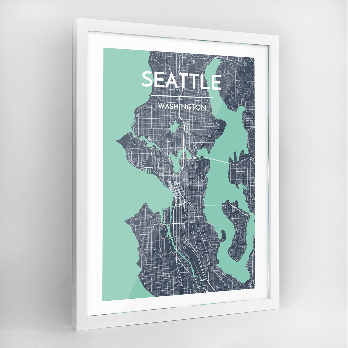 Seattle Map Art Print - Framed