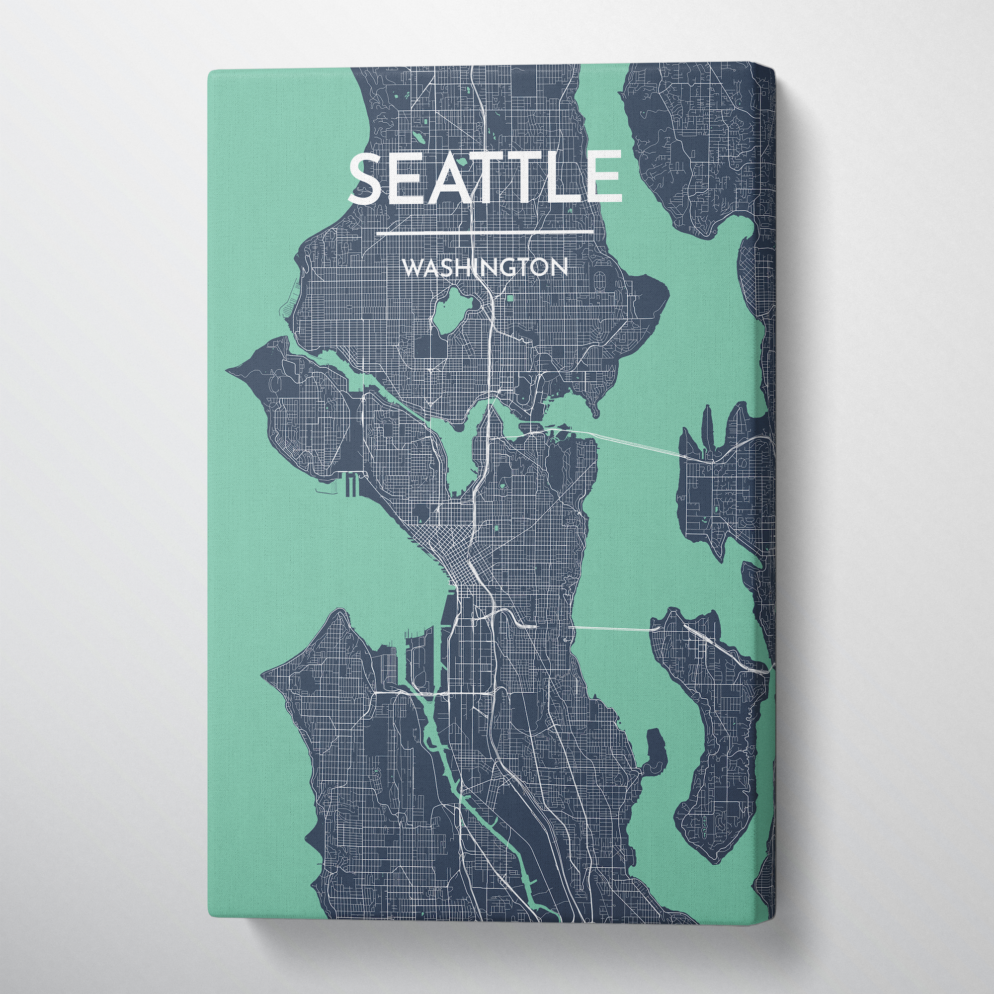 Seattle City Map Canvas Wrap - Point Two Design