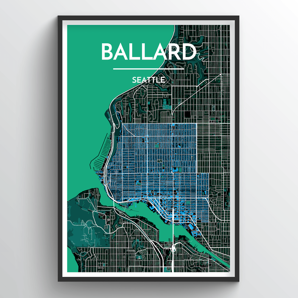 Seattle Ballard Neighbourhood Map Art Print - Point Two Design