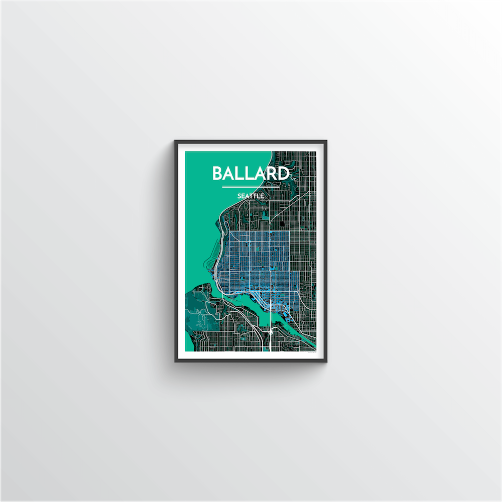 Seattle Ballard Neighbourhood Map Art Print - Point Two Design