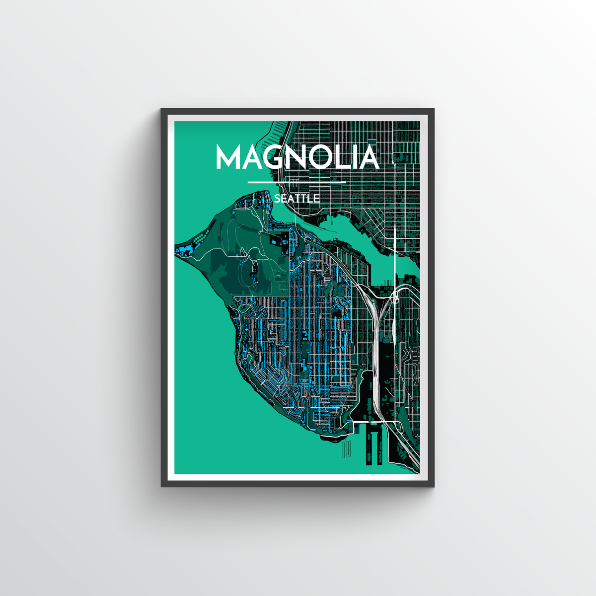 Seattle Magnolia Neighbourhood Map Art Print - Point Two Design