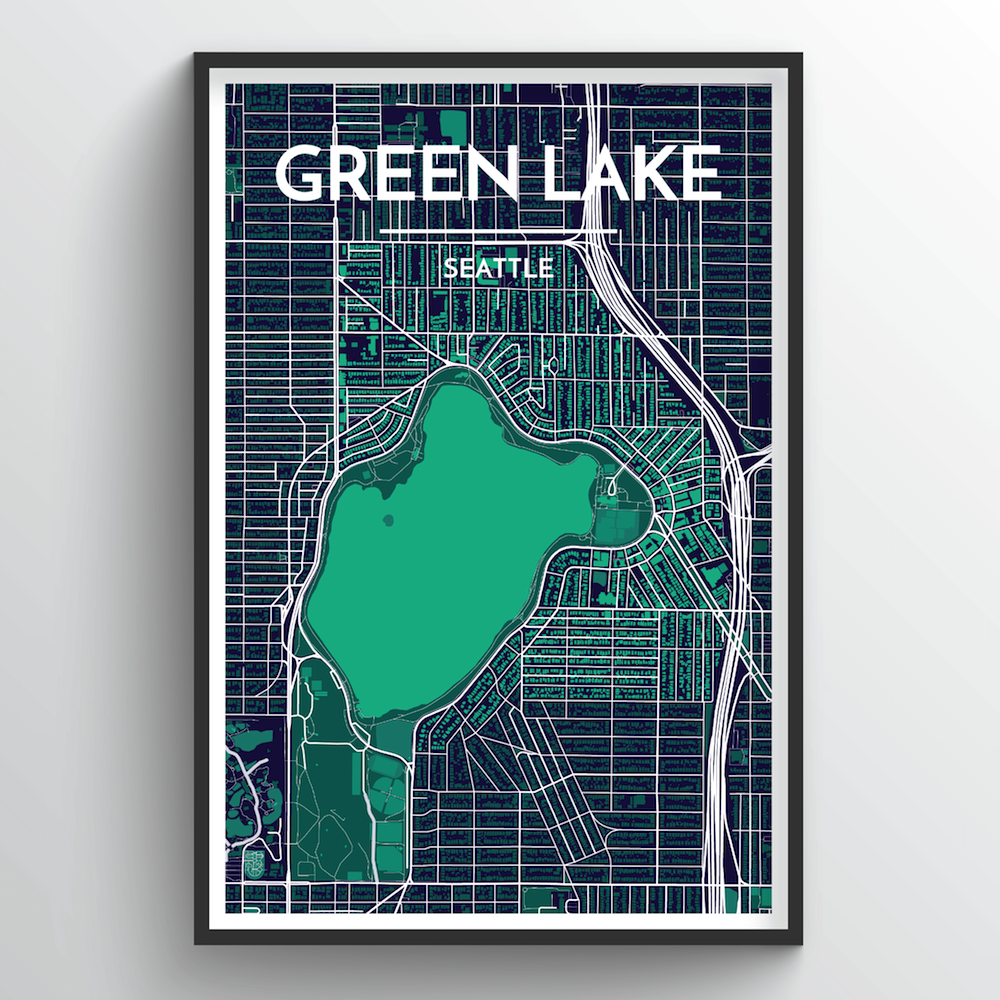 Seattle Green Lake Neighbourhood Map Art Print - Point Two Design
