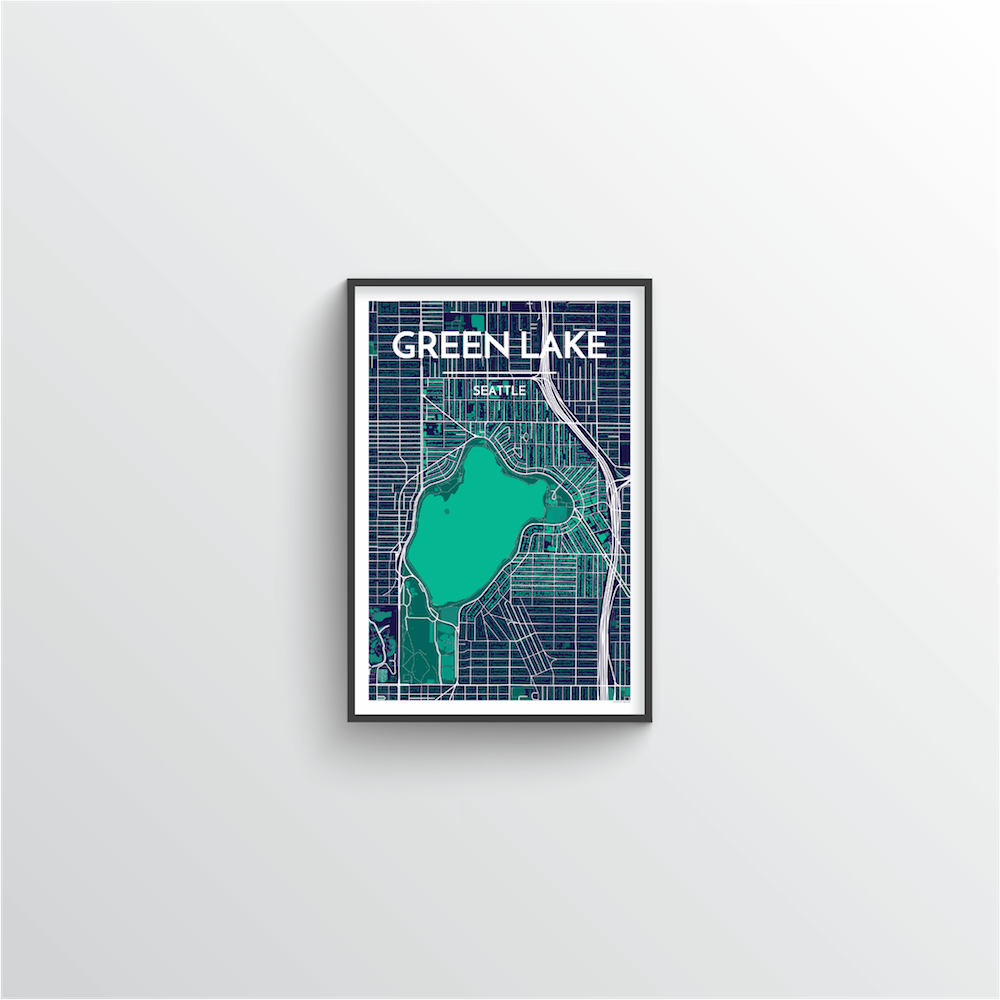 Seattle Green Lake Neighbourhood Map Art Print - Point Two Design