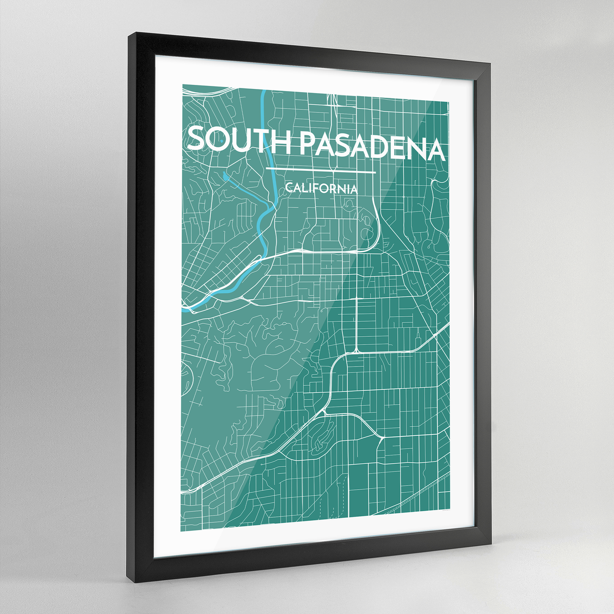 Framed South Pasadena City Map Art Print - Point Two Design