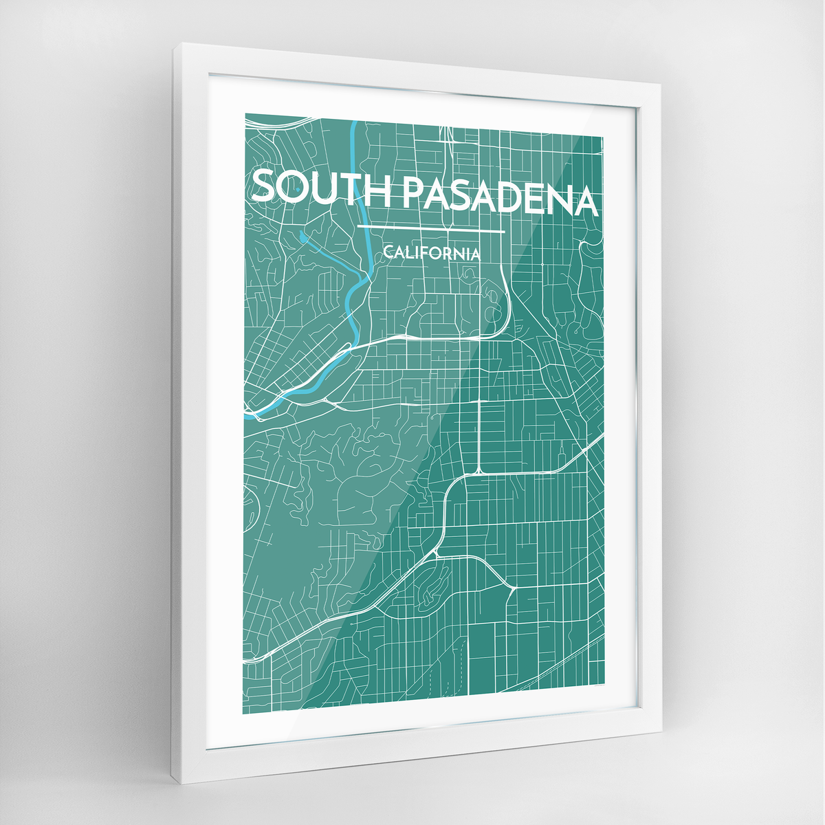 South Pasadena Map Art Print - Framed