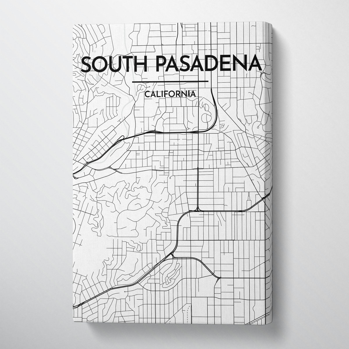 South Pasadena Map Art - Canvas Wrap