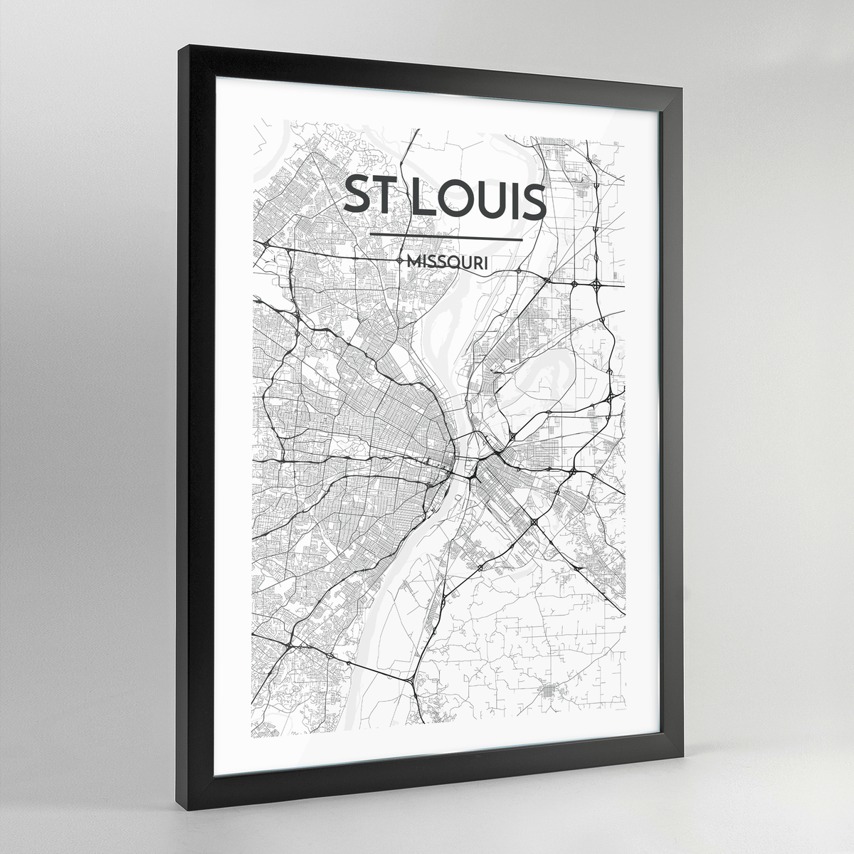 St Louis Map Art Print - Framed