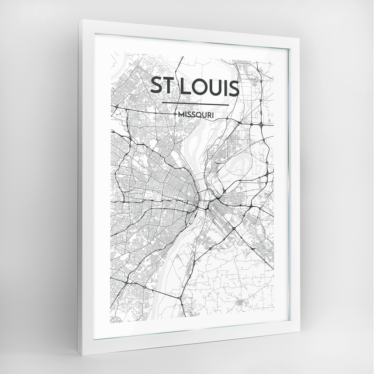St Louis Map Art Print - Framed