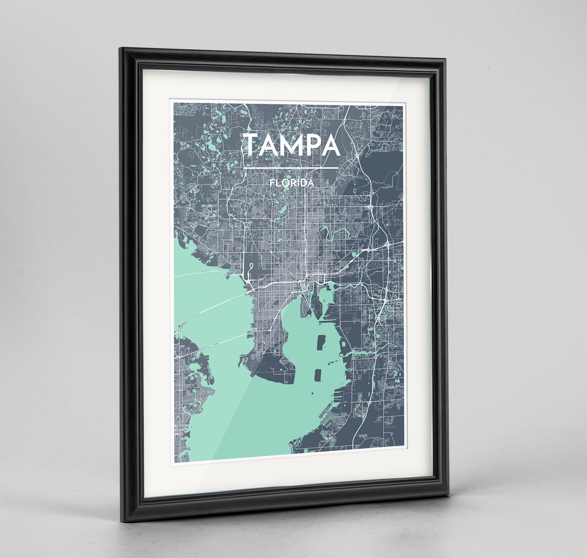 Framed Tampa City Map Art Print - Point Two Design