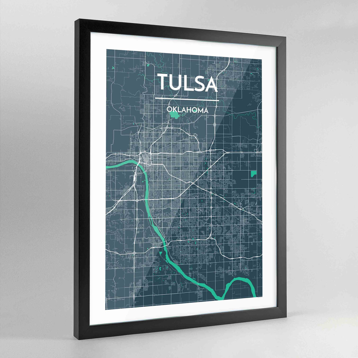 Framed Tulsa City Map Art Print - Point Two Design