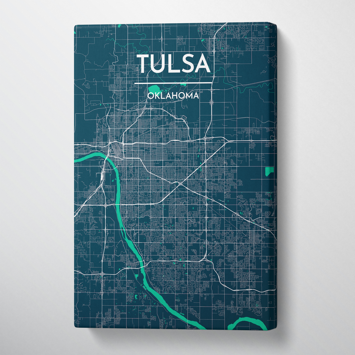 Tulsa Map Art Print Map Canvas Wrap - Point Two Design