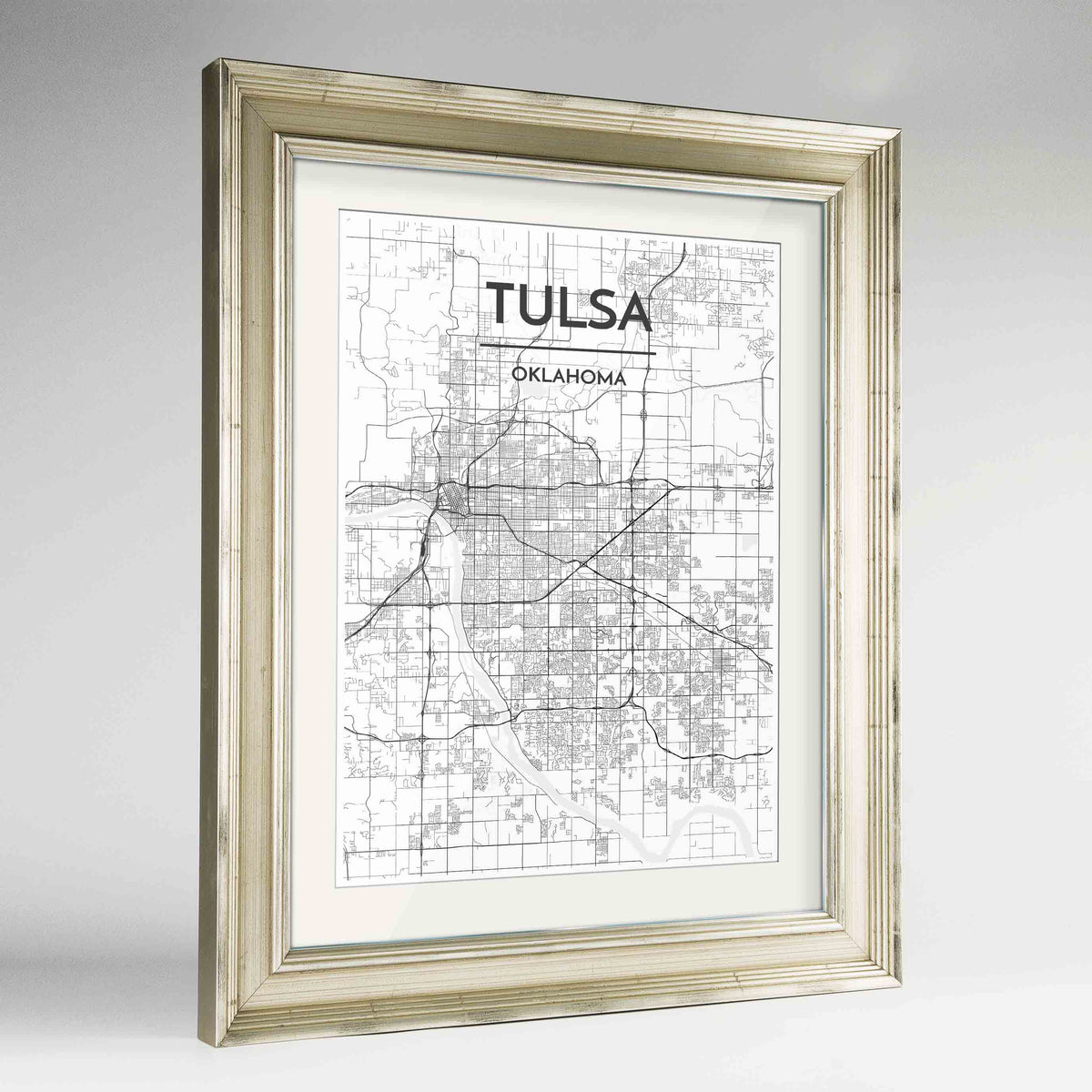 Tulsa Map Art Print - Framed