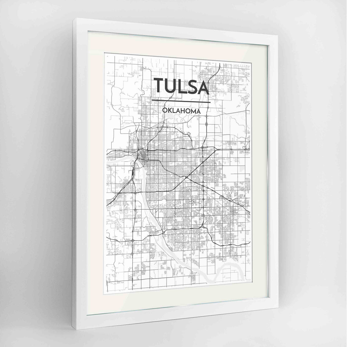 Tulsa Map Art Print - Framed