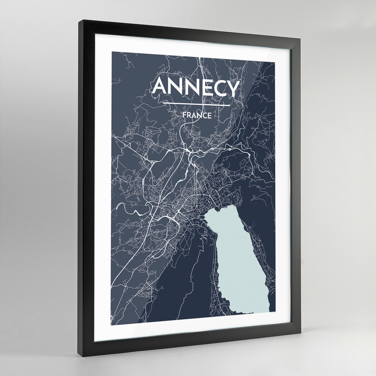 Framed Annecy Map Art Print - Point Two Design