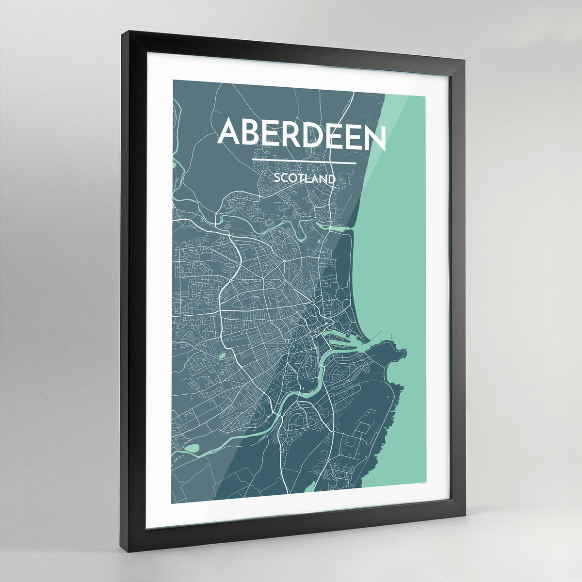 Framed Aberdeen Map Art Print - Point Two Design