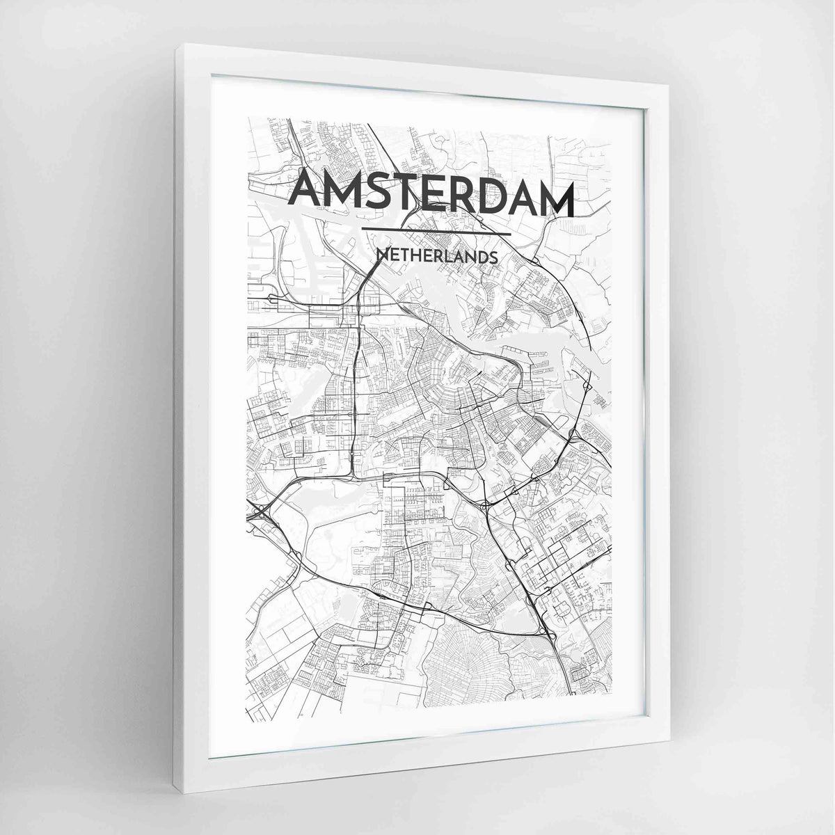Amsterdam Map Art Print - Framed