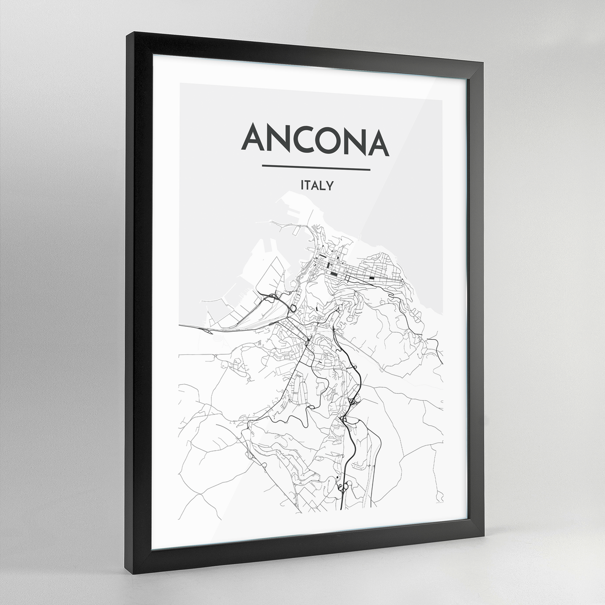 Ancona Map Art Print - Framed
