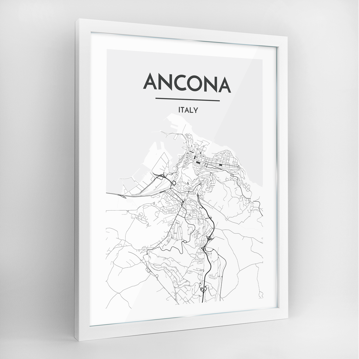Ancona Map Art Print - Framed