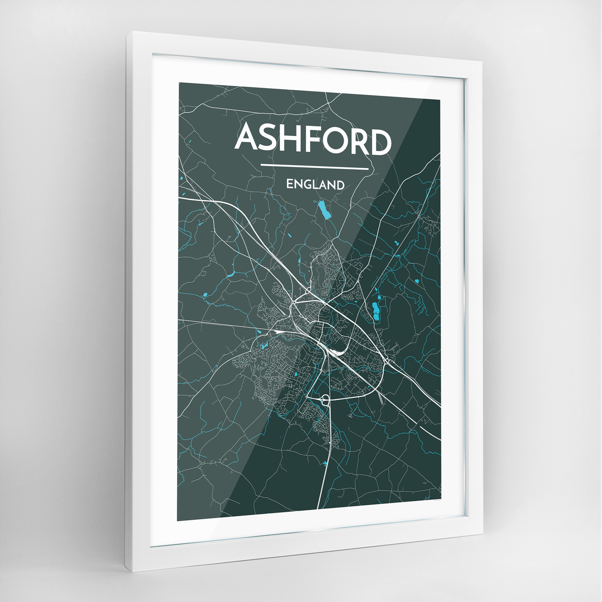Ashford Map Art Print - Framed