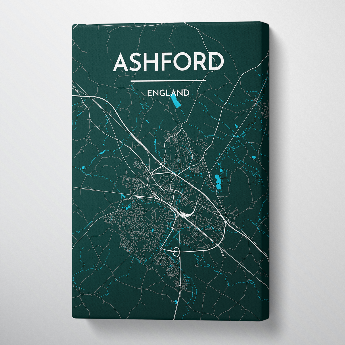 Ashford Map Art Print Map Canvas Wrap - Point Two Design