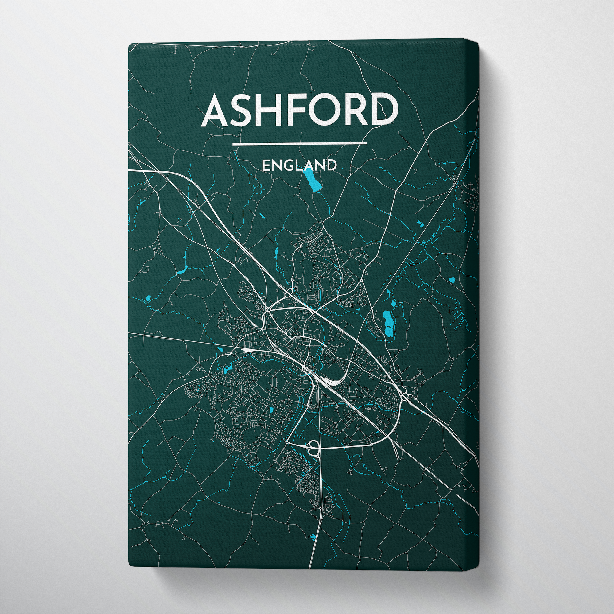 Ashford Map Art Print Map Canvas Wrap - Point Two Design