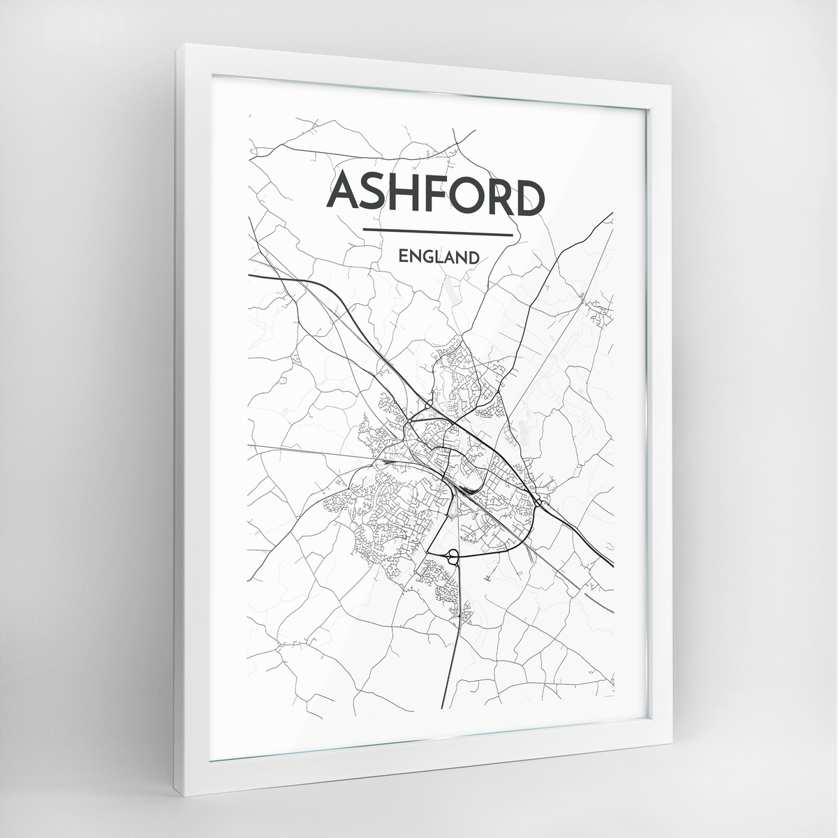 Ashford Map Art Print - Framed