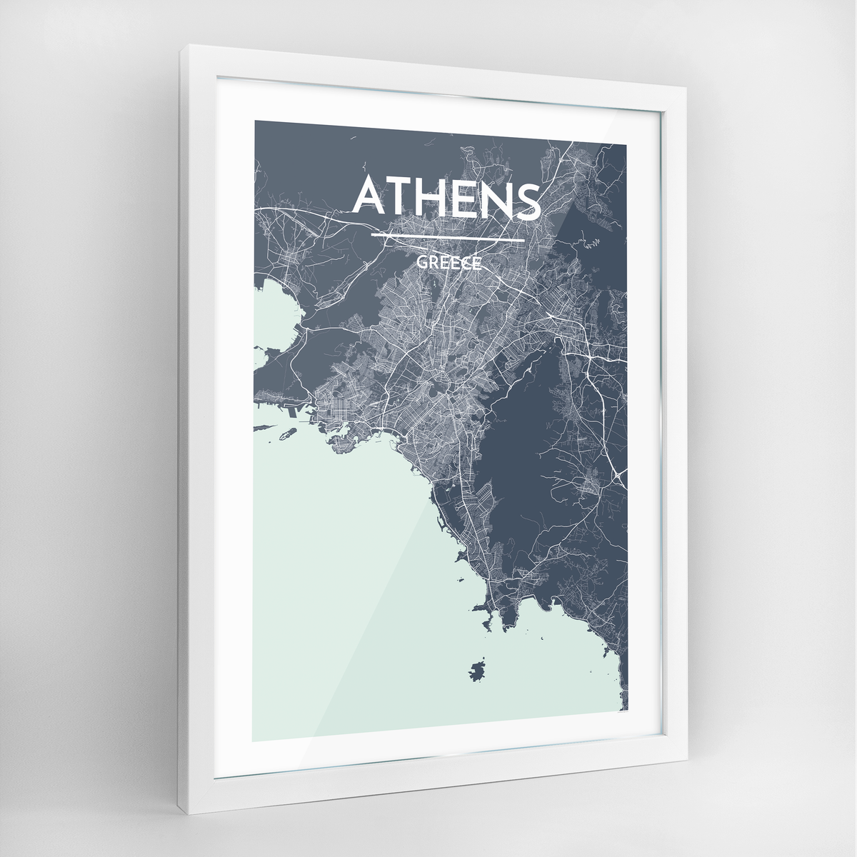 Athens Map Art Print - Framed