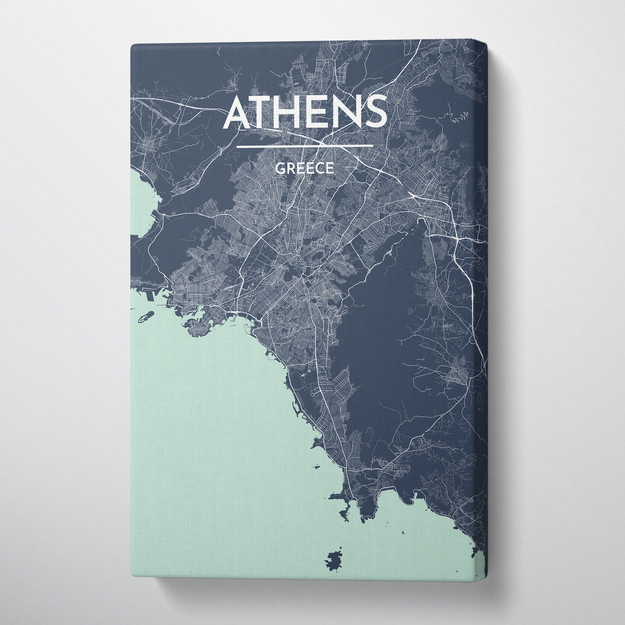 Athens Map Art Print Map Canvas Wrap - Point Two Design