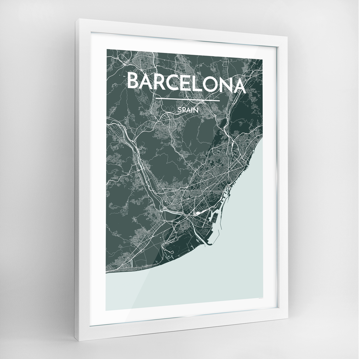 Barcelona Map Art Print - Framed