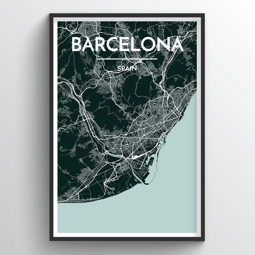 Barcelona Map Art Print - Point Two Design