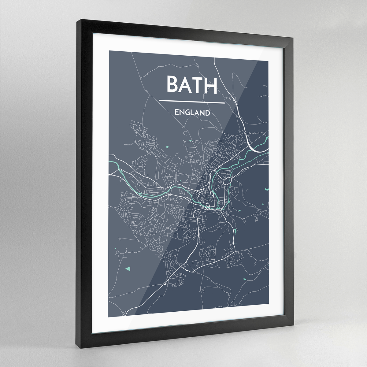 Framed Bath Map Art Print - Point Two Design