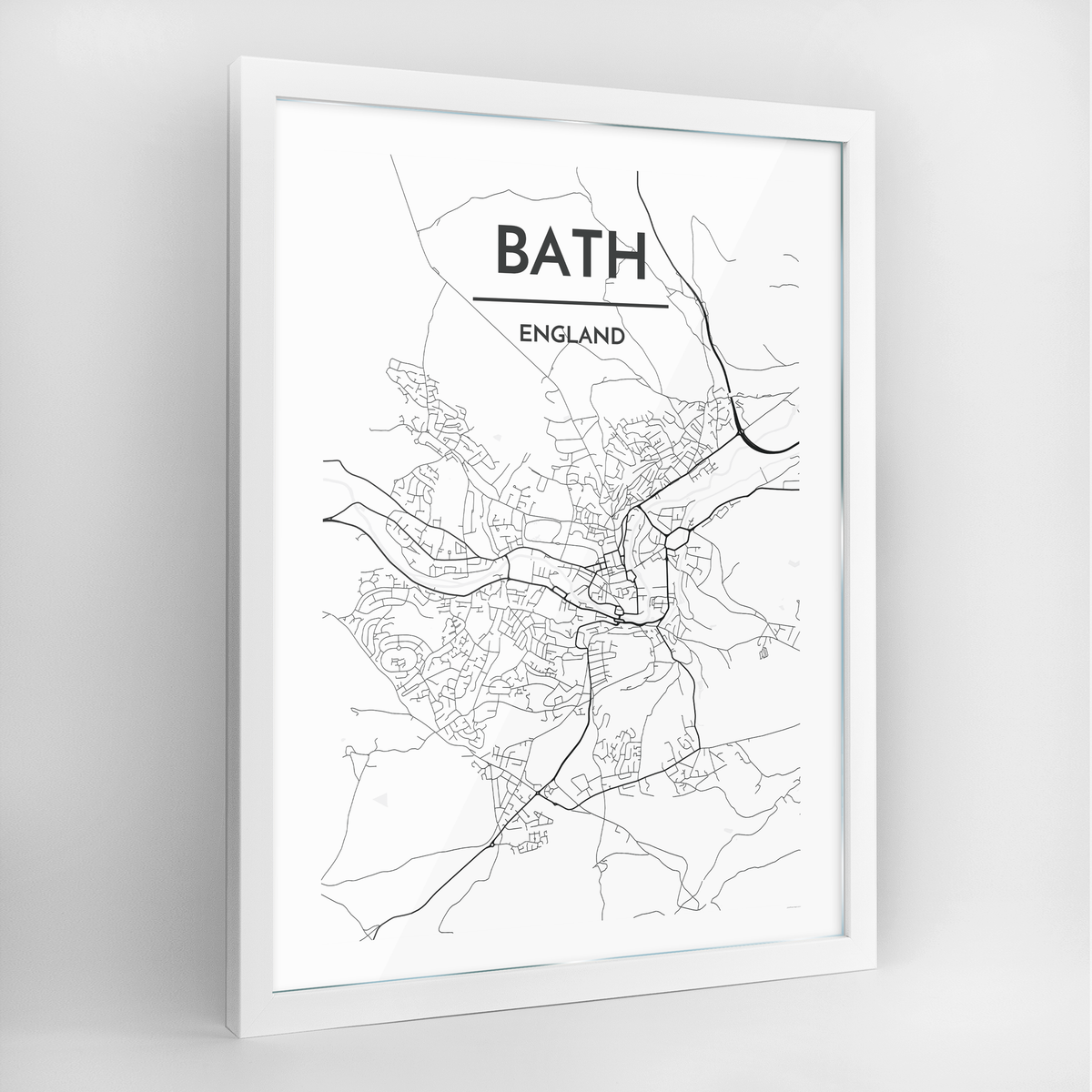 Bath Map Art Print - Framed