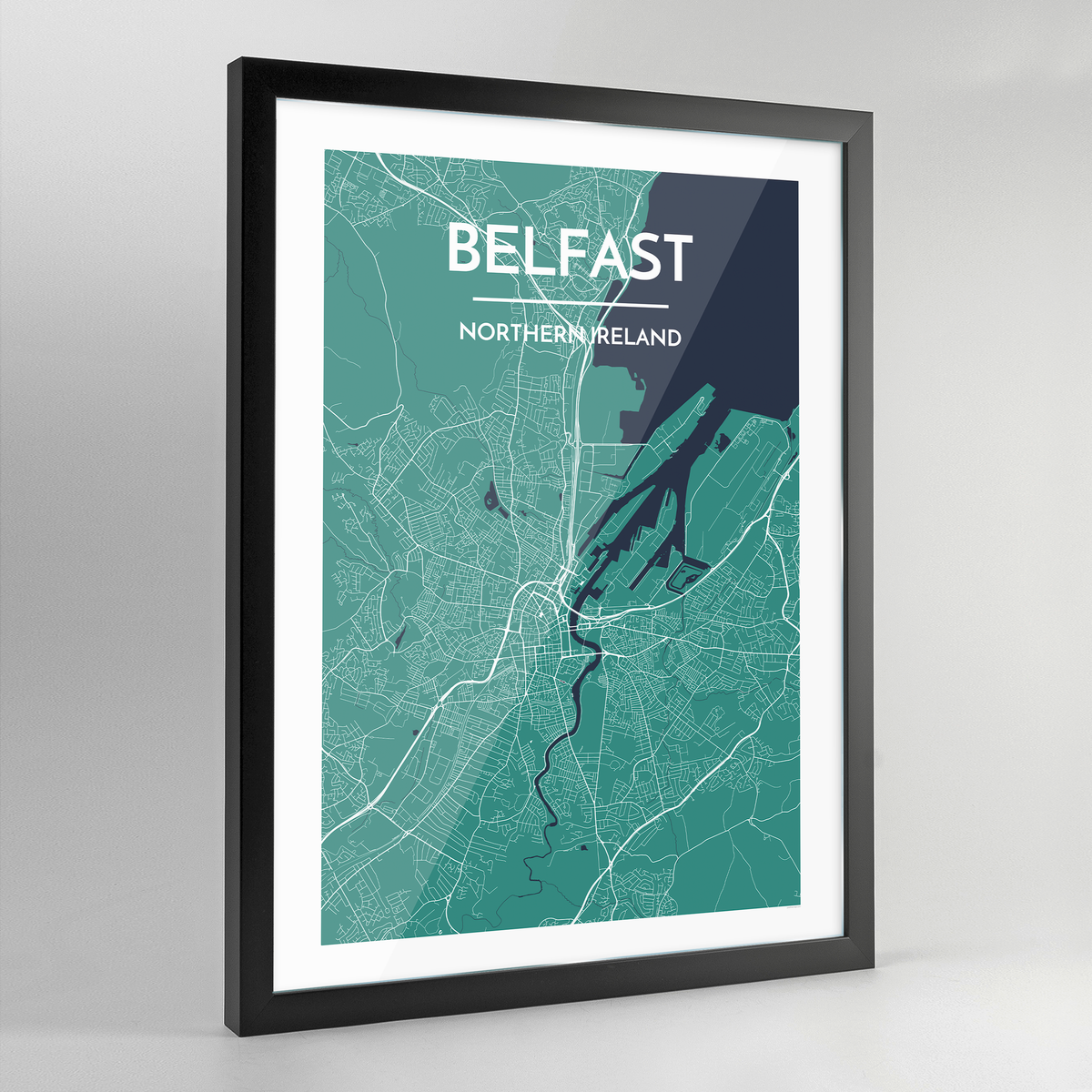 Framed Belfast Map Art Print - Point Two Design