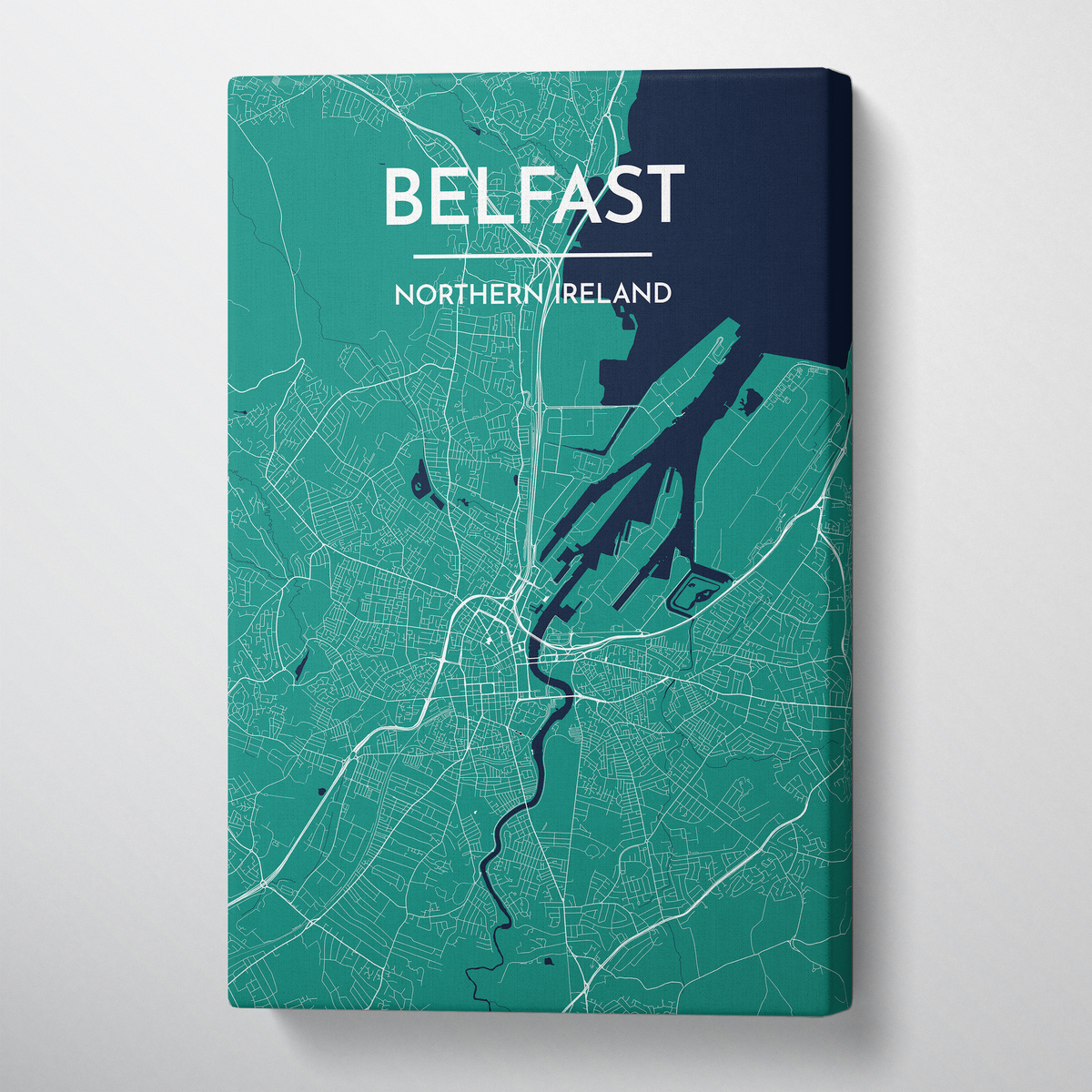 Belfast Map Art Print Map Canvas Wrap - Point Two Design