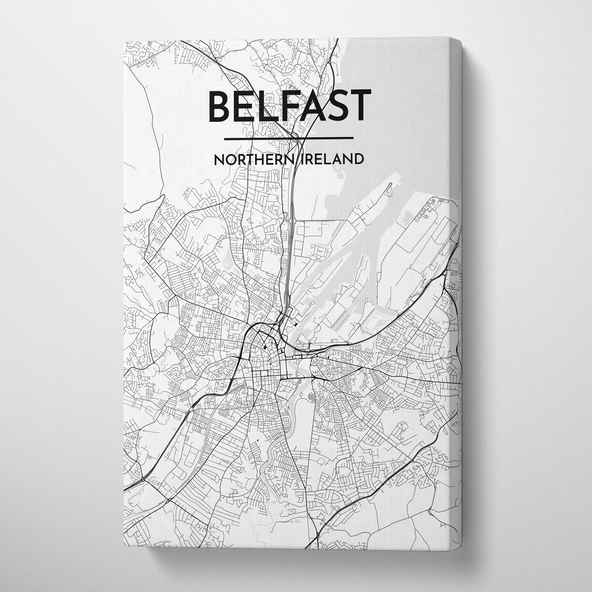 Belfast Map Art Print Map Canvas Wrap - Point Two Design