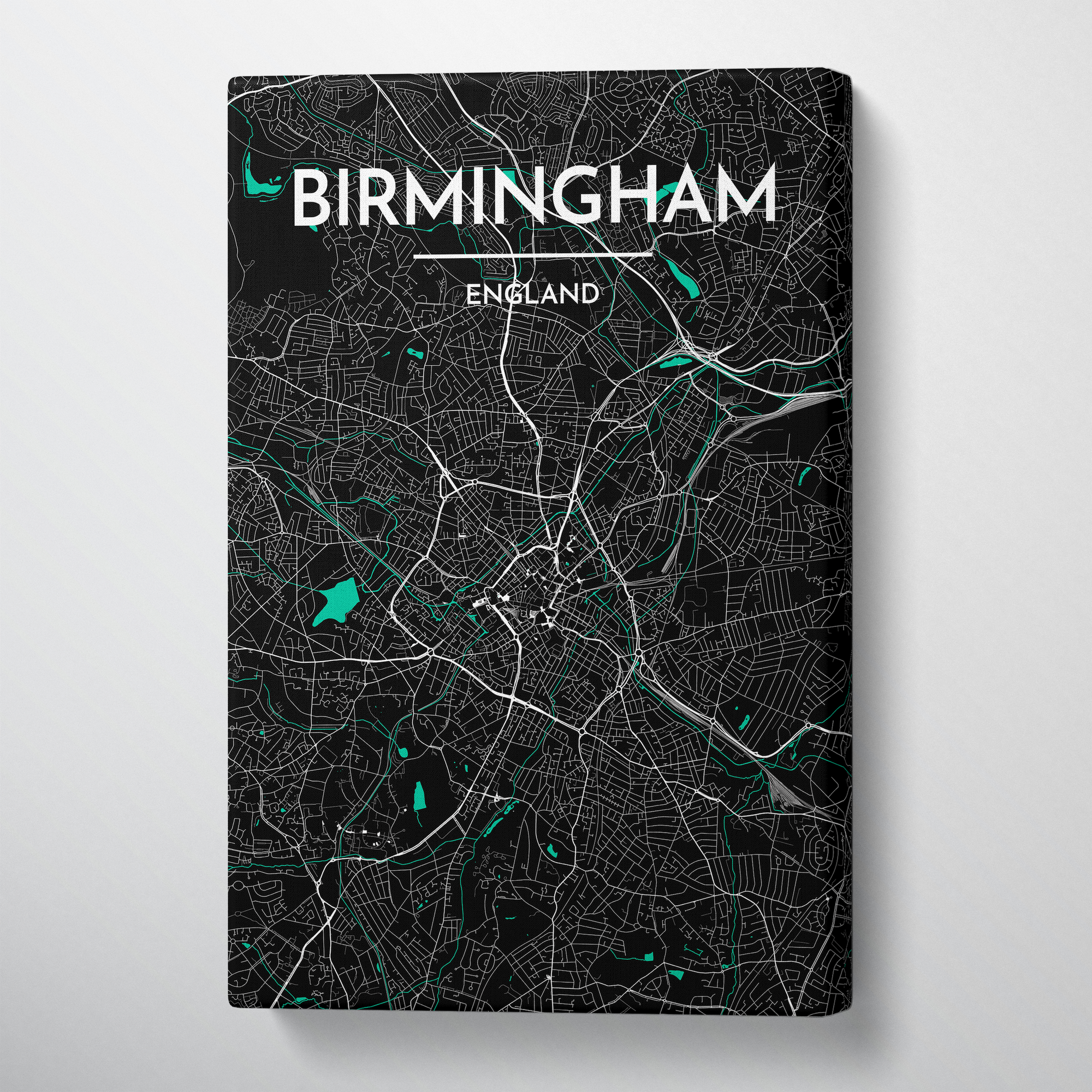Birminghan Map Art Print Map Canvas Wrap - Point Two Design